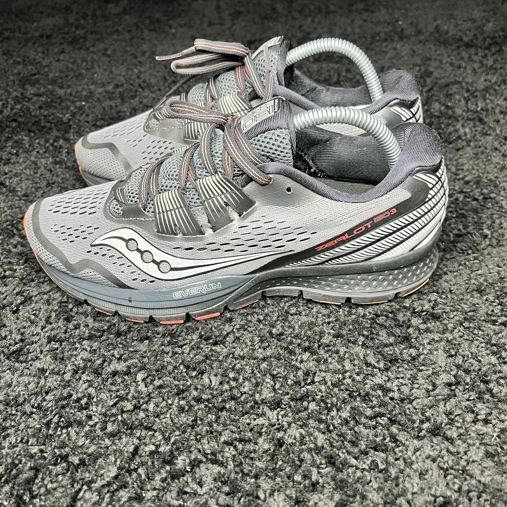 Saucony Zealot ISO 3 Reflex Grey/Black/Coral Women's 9 Running Shoes S10399
